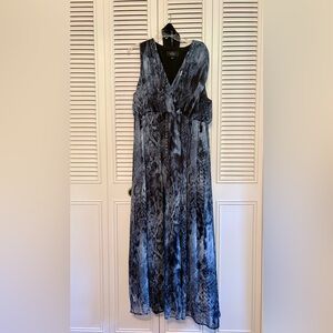 Kardashian Kollection Blue Tie Front V-Neck Maxi Dress